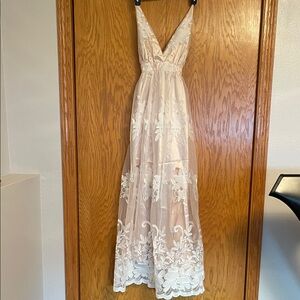 Maternity White Lace Maxi Dress